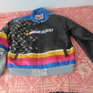Vintage Jeff Hamilton NASCAR 2000 Black Leather Mens Size 2XL Jacket racing